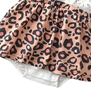 Vara Nou-nascutului Fata de Îmbrăcăminte de Bumbac dintr-O bucata de Moda Leopard Salopeta Body Banda 2 buc pentru Fete Haine