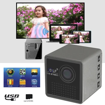 P1S Ultra HD de Buzunar Home Theater Proiector Proyector Videoproiector Mini Mini Proiector DLP Cu Wifi Built-in Același Funcția de Ecran