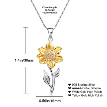Rose de Aur / Argint de Culoare Colierele Flori Colier Simplu pentru Femei Fete Floarea Soarelui Cadou de Ziua Îndrăgostiților pentru Femei de argint 925