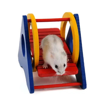 Drăguț RainbowSmall Animale Hamsteri din Lemn Balansoar Swing Joc de Alpinism Jucărie Cablajului de Lemn Agățat de Scara Pod 13*9*10 cm