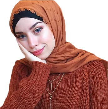 10buc Luxuey pom pom Esarfa din bumbac cu Pliuri pentru Femei Solide musulmane Hijab Toba Saluri Pashmina Folie Hijab Eșarfe Văl Eșarfă
