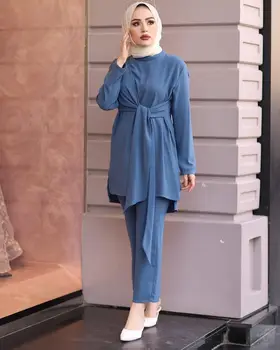 Eid Două Piese Musulman Seturi De Femei Abaya Turcia Hijab Rochie Caftan Marocan Caftan Islam Îmbrăcăminte Abayas Musulmani Ansambluri Ramadan