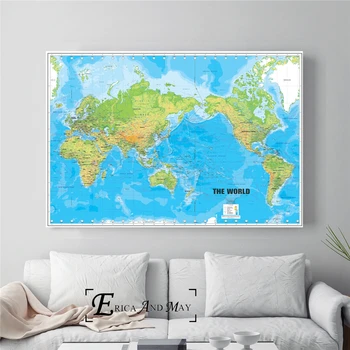 Harta Lumii Hd Mare Stil Postere Si Printuri Panza Pictura Poze De Perete Pentru Camera De Zi Abstracte Decorative Decor Acasă Obrazy