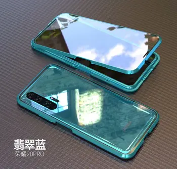 Capa fundas din Aluminiu, Bara fata spate de Sticlă Transparentă de Lux Cazul în care Telefonul Pentru Huawei Honor 20 Pro Bara de protecție caz de protecție telefon