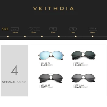 VEITHDIA ochelari de SOARE Brand Clasic Moda Barbati Polarizati Oglinda UV400 Ochelari, Accesorii Ochelari de Soare Pentru Barbati Femei 8259