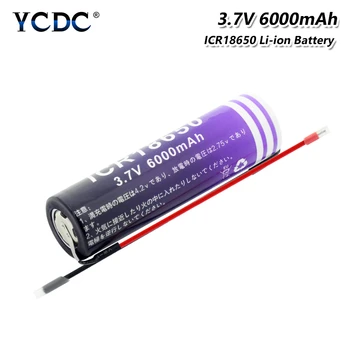 2P 18650 3.7 V Flat Top 6000mah 18650 Litiu Baterie Reîncărcabilă Cu DIY Cabluri Li-ion Baterii Pentru Lanterna LED-uri