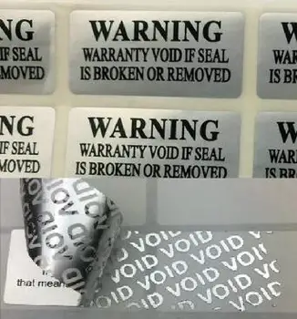Garanție de etanșare eticheta autocolant nule dacă sigiliul a fost rupt deteriorat Universal cu ani și luni rupe arată GOL etichetă de securitate