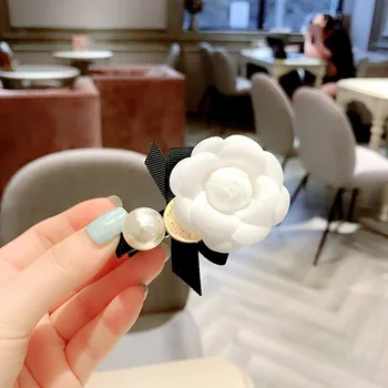 2019 Nou Coreea Style Fată Simplă Camellia Floare Pearl Agrafe de Par Dulce Arc Duckbill Ace pentru Womem Moda Accesorii de Par