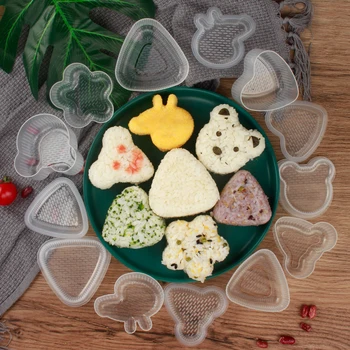 7pcs/set Sushi Mucegai Onigiri Orez PP Sushi Plastic Mucegai Cazul Filtru Cutie cu Capac Bento Apăsați Filtru de Mucegai Instrumente DIY Sushi Maker Kit