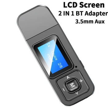 Bluetooth 5.0 Receptor Transmițător Audio Adaptor Display LCD 3.5 mm Aux Stereo Wireless Muzica Adaptor Pentru TV, PC, Boxe Auto