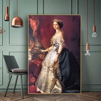 Eugenie de Montijo de Franz Xaver-halter, Portret, Pictura in Ulei pe Panza, Poster Artistic și Imprimate Panza pentru Camera de zi