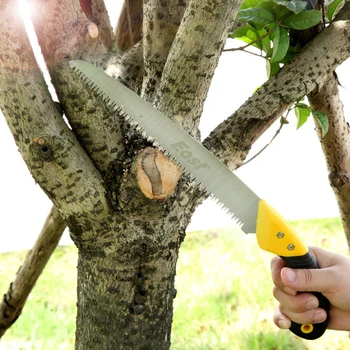 Est 65Mn Acasă Portabil Manual de Fructe Copac din Lemn de Tăiere a Văzut Trei laturi de Slefuire Grădină Logare Văzut cu Mâner din Cauciuc Galben