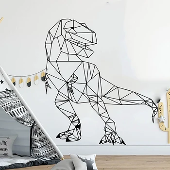 Desene Animate Geometrice Dinozaur T-Rex Autocolant Perete Băiat Cameră Copii Jurssic Parcul Dino Animale De Perete Decal Grădiniță Loc De Joacă Vinil Deco