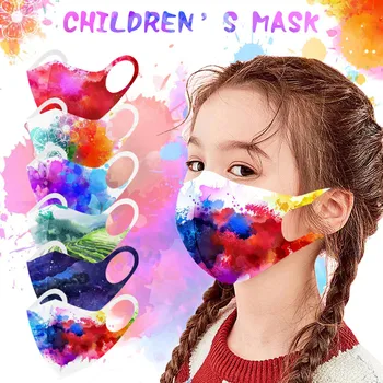 12PCS Tie Dye Tipărite Masca Pentru Copii Refolosibile Confortabil Anti-ultraviolete Masca de Siguranță de Călătorie pentru Copii Masca Mascherina