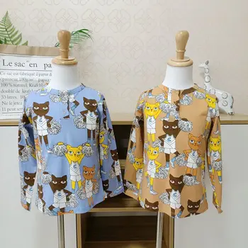 De vară pentru Copii Baieti T Shirt de Imprimare de Pisică Complet Maneca Baby Girls T-shirt din Bumbac pentru Copii T-shirt, O-neck Tee Topuri Băiat Pânză