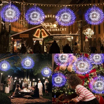 LED-uri de Crăciun de Decorare Starburst Lumina Acasă Impermeabil în aer liber Festival de Artificii de Control de la Distanță de Papadie Șir de Lumini