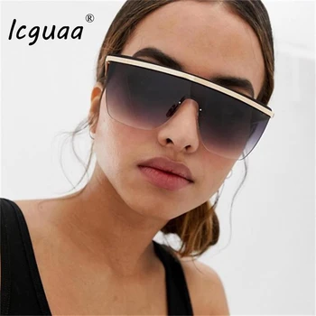 Noi fără ramă Supradimensionat ochelari de Soare Femei Bărbați Metal bucăți Pătrate de sex Feminin de Ochelari de Soare Gradient de Nuante pline de culoare UV400 oculos