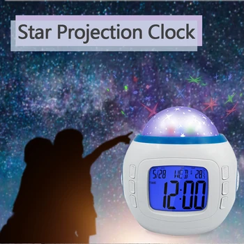 Muzica copii Cer Înstelat de Proiectie Ceas cu Alarmă Digital cu LED-uri Ceas Deșteptător Calendar Termometru de Proiecție Somn Star Light Jucarii Cadou