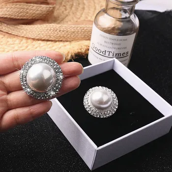 Mimiyagu trendy rundă mare de cristal pearl stud cercel pentru femei partid bijuterii
