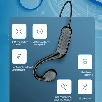 !ACCEZZ mai Noi Conducție Osoasă Căști Bluetooth 5.0 set cu Cască fără Fir Sweatproof Impermeabil Sporturi în aer liber Căști Cu Microfon