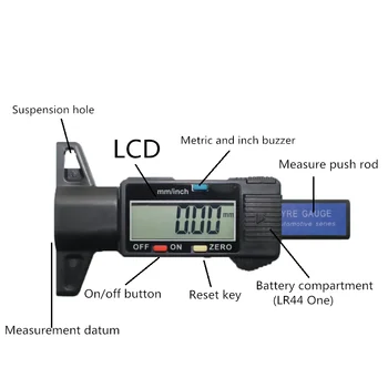Digital benzii de Rulare Conducător Electronic Display Digital Adâncimea profilului Anvelopelor Conducător 0-27mm Adâncime Riglă de Măsurare de Înaltă precizie