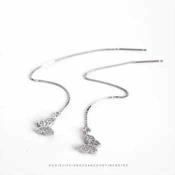 Argint 925 Simplu Clasic Mini Drăguț Fluture Tassel Cercei De Femei De Moda Temperament Nunta Bijuterii Accesorii