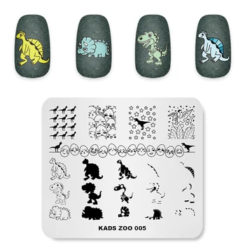 KADS ZOO 005 ouă de Dinozaur de Design de unghii imprimare timbru ștanțare plăci Pentru nail art Model imagine din Oțel Inoxidabil sabloane unghii