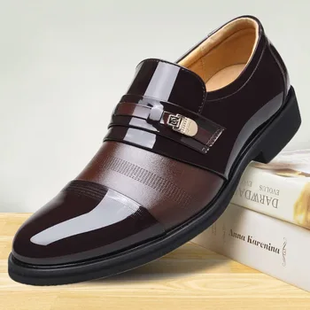 Brand de lux din Piele PU de Moda, Oameni de Afaceri Rochie Mocasini Subliniat Toe Pantofi Negri Oxford Respirabil Formale Pantofi de Nunta 698