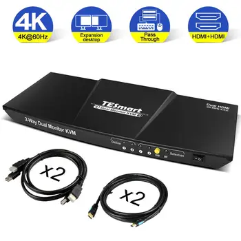 HDMI Switch KVM 4x2 HDMI+HDMI Dual Monitor KVM 4K@60Hz 4:4:4