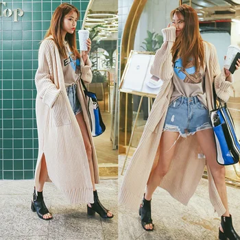 Moda Noua 2019 Toamna Iarna Pulovere pentru Femei coreeană Stil Minimalist Solid mai Multe Culori Casual Cardigan Lung Topuri
