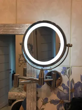 6 inch Oglindă de Machiaj cu LED 1X/Mărire 5X Montat pe Perete Reglabil Oglinda de Machiaj Dual Arm Extinde 2-Fata Oglindă Cosmetică