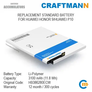 Baterie 3100mAh pentru Huawei HONOR 9/HUAWEI P10 (HB386280ECW)