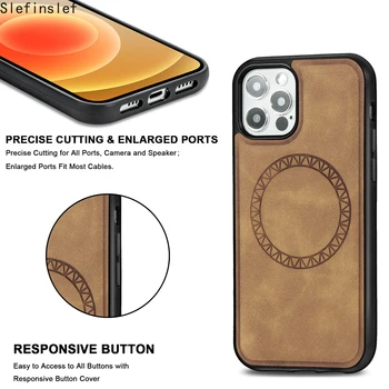 Confortabile din Piele Magnetic Magsafe pentru Iphone 12 Cover pentru Iphone 12 Pro Anti-alunecare Protectie Drop Telefon Sac de Cazuri