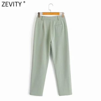 Zevity de moda pentru Femei culoare solidă textura pantaloni drepte de birou elegant doamnelor fermoar zbura casual slim pantaloni mujer pantaloni P899