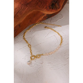 Yhpup Declarație Neregulate Naturale Pearl Colier pentru Femei Cupru Geometrice Lanț de Aur Cravată Colier Moda Bijuterii Cadou 2121