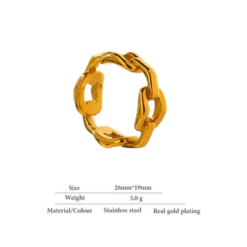 Yhpup Minimalist Aur de Culoare Lanț Inel 2021 Bijuterii din Oțel Inoxidabil Farmec de Metal De 18 K кольцо женское Accesorii Bijoux Femme