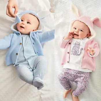 Nou-Născut Copilul Copii Fete Baby Boy Maneca Lunga Butonul Culoare Solidă Pulover Tricotate Cardigan Strat De Îmbrăcăminte Exterioară