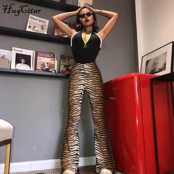 Hugcitar talie mare leopard de imprimare flare jambiere 2020 toamna iarna femei de moda sexy bodycon, pantaloni de club pantaloni