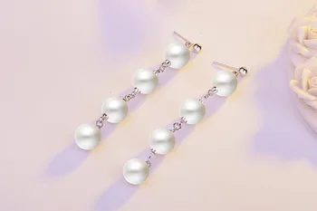New sosire moda timp de 10 mm, perle de argint 925 doamna tassel cercei stud bijuterii pentru femei en-gros de cadou