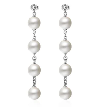 New sosire moda timp de 10 mm, perle de argint 925 doamna tassel cercei stud bijuterii pentru femei en-gros de cadou