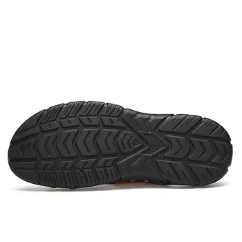 Noi Dimensiuni Mari 38~48 Split Papuci din Piele pentru Barbati vara Fierbinte de vânzare slide-uri de Sandale, pantofi de Plaja si papuci hombres sandalia Negru