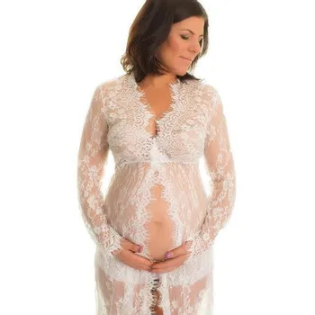Rochii de maternitate Femeile Gravide Dantelă de Moda cu Maneci Lungi Sexy V-Neck Rochie de Seara, haine de maternitate halat de femme incinta