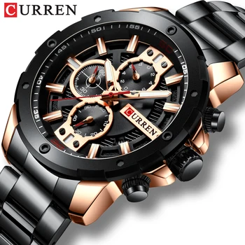 Curren Barbati Ceas Brand de Top Afaceri de Lux Negru Bărbați Cuarț Impermeabil Ceasuri Cronograf Omul Ceas Relogio Masculino