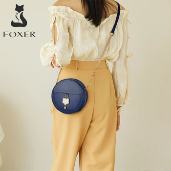 FOXER Brand Original 2020 Moda Rotund-Sac pentru Femei de Vacă din Piele Crossbody Genti Doamna Petrecere Elegantă Geantă de Umăr Mini-Geantă de mână