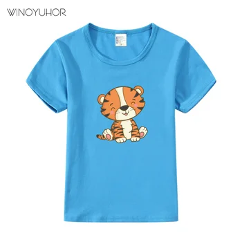 Fierbinte de Vânzare de Brand Nou Moda de Vara tricou Tigru de Imprimare Topuri Casual Tricouri de Bumbac pentru Copii Băiat Fete Haine Dimensiune 2-9 Ani