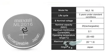2pc Maxell Original ML2016 ML 2016 3v Li-Ion baterie Litiu-Ion Reîncărcabilă Monedă de Celule Buton RTC CMOS Baterie, Baterii