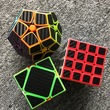 ZCube Fibra de Carbon Autocolante Magice Cub 2x2 megaminx 3x3 4x4 5x5 poftă de mâncare Piramida oglindă Viteza Cubo Magico Puzzle Crazy Toys