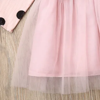 3D Florale Patchwork Dress Toddler Copii Fata de Copil 0-3T Casual cu Buline Printesa cu Maneci Lungi Rochii de Dantelă Florale Rochie din Tul