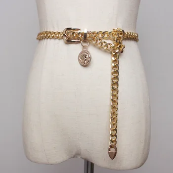 Doamnelor moda ciucure de aur lanț curea de designer de brand de lux ciucure pentru femei rochie simplă sălbatice centura de aur de metal lanț curea rochie