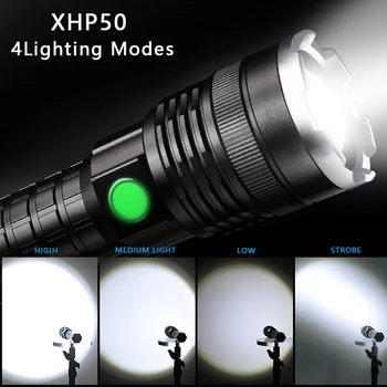 50000LM Puternic Lanterna LED-uri XHP50 Zoomable Tactice Lanterna Reîncărcabilă Lampă rezistent la apa Ultra Bright Lanterna cu acumulator 26650